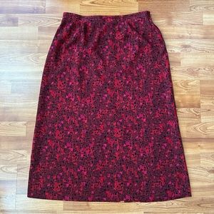 3/$20 Sag Harbor red black midi skirt